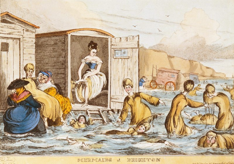 Mermaids at Brighton - a group of women seabathing